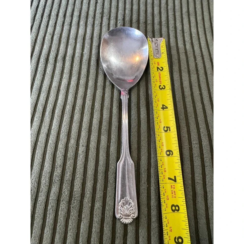 Revere Ware Stainless Korea Serving Spoon Ornate Handle Shell‎ Design